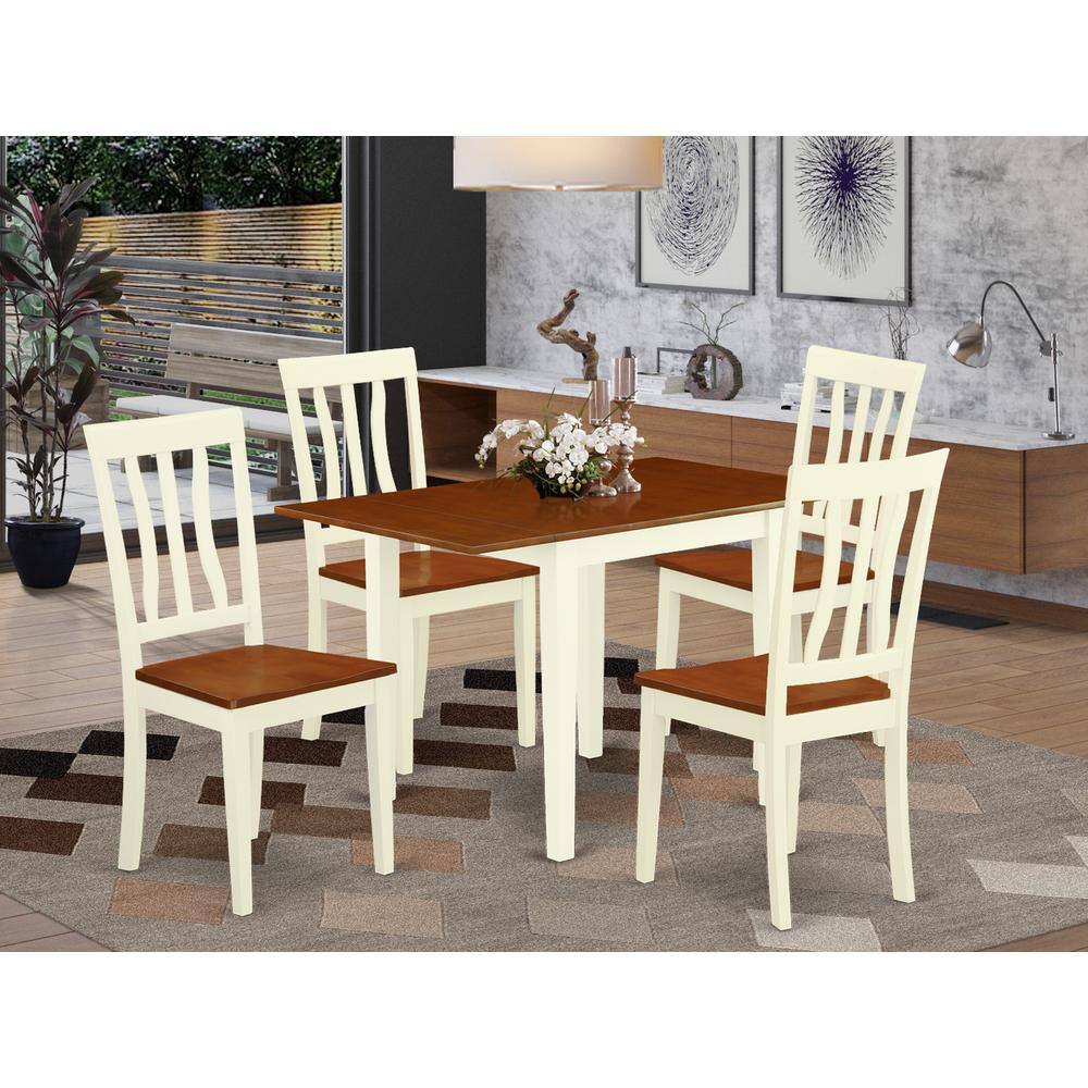 Angle. East West Furniture - Dining Room Set Buttermilk & Cherry - Brown.