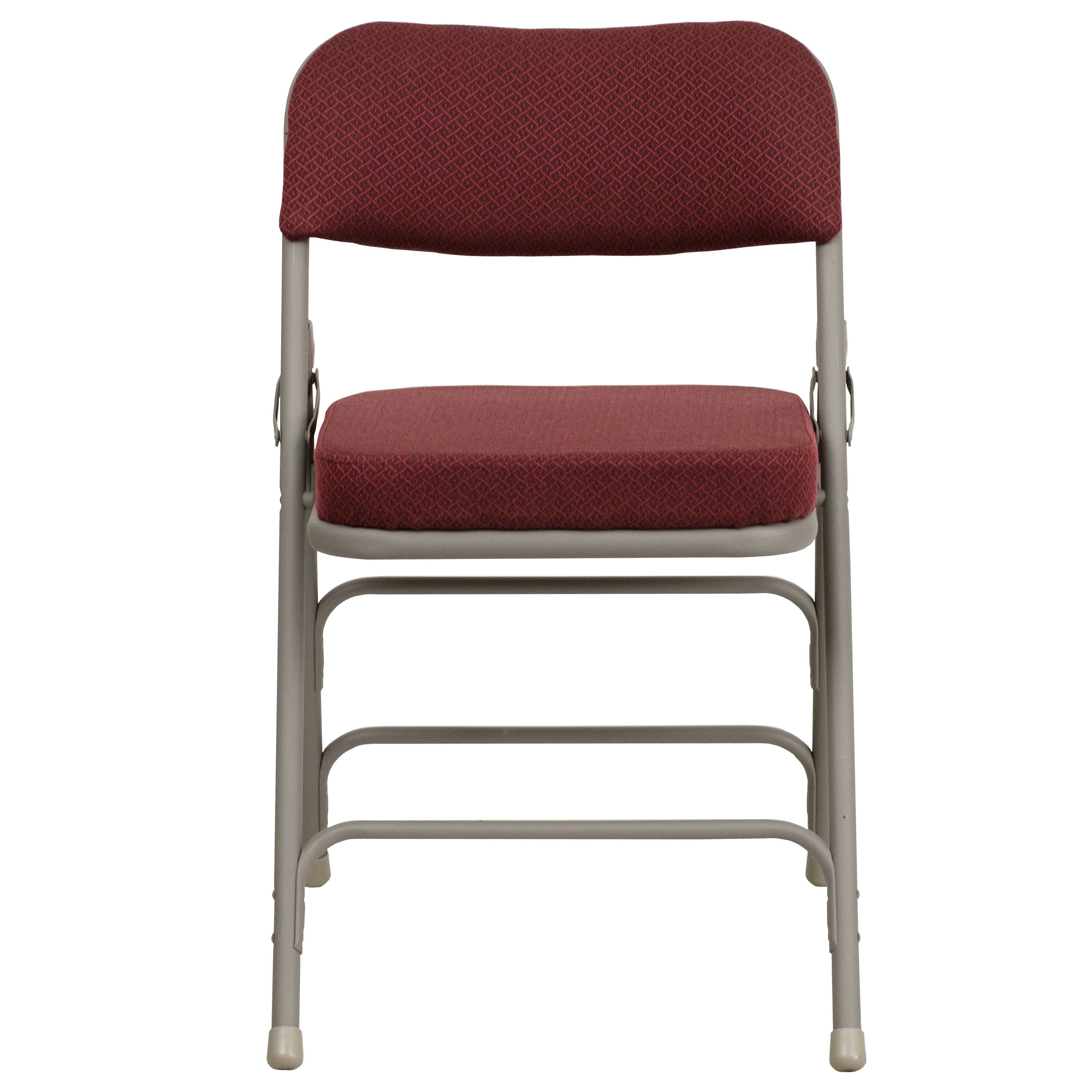 Alt View 3. Emma + Oliver - 2 Pack Home & Office Portable Party Events Fabric Padded Metal Folding Chair - Burgundy Fabric/Gray Frame.