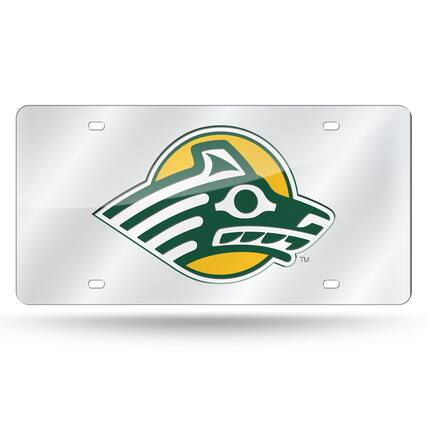 Front. Rico Industries - Alaska Seawolves Mirrored Laser Cut License Plate Laser Tag - Multi.