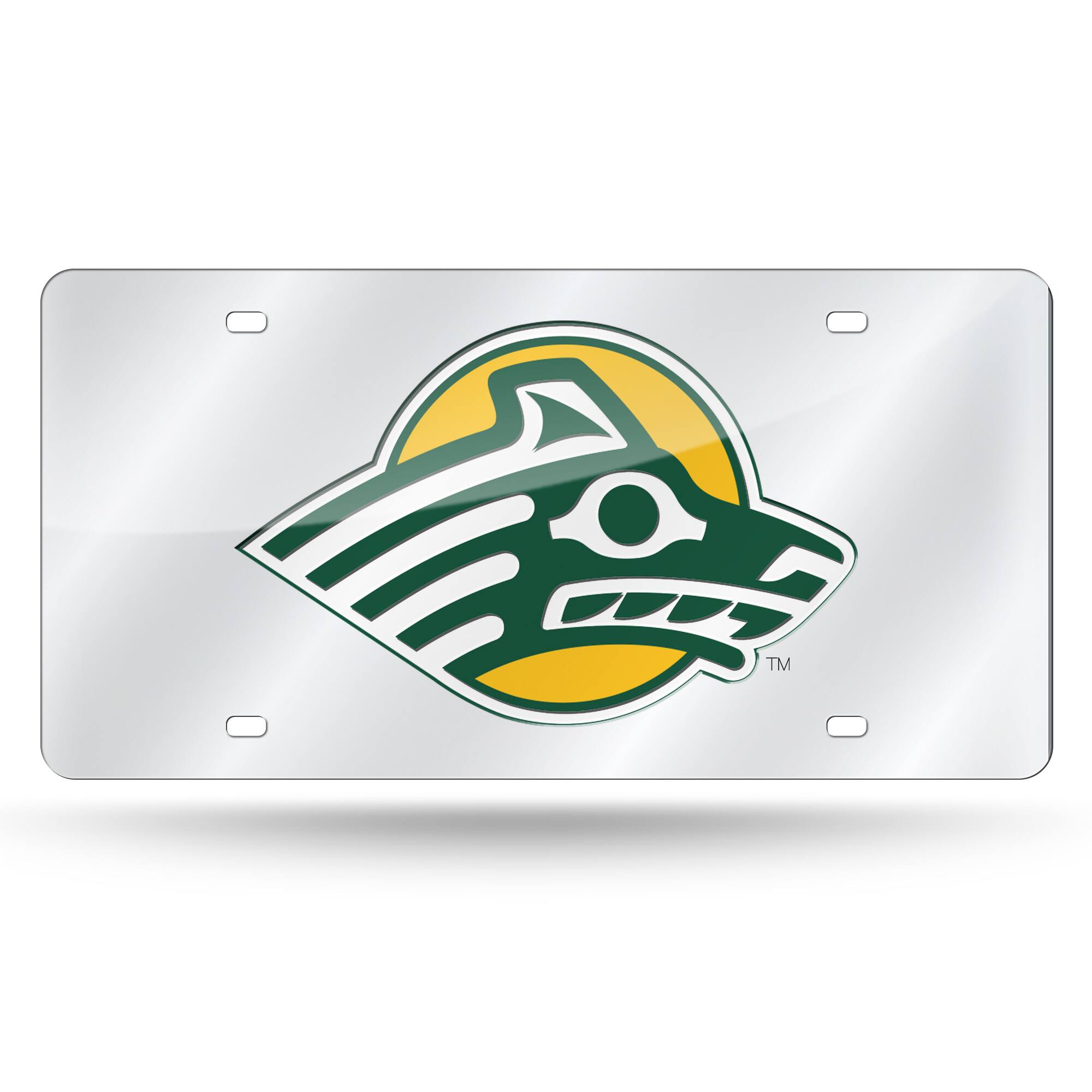 Front. Rico Industries - Alaska Seawolves Mirrored Laser Cut License Plate Laser Tag - Multi.