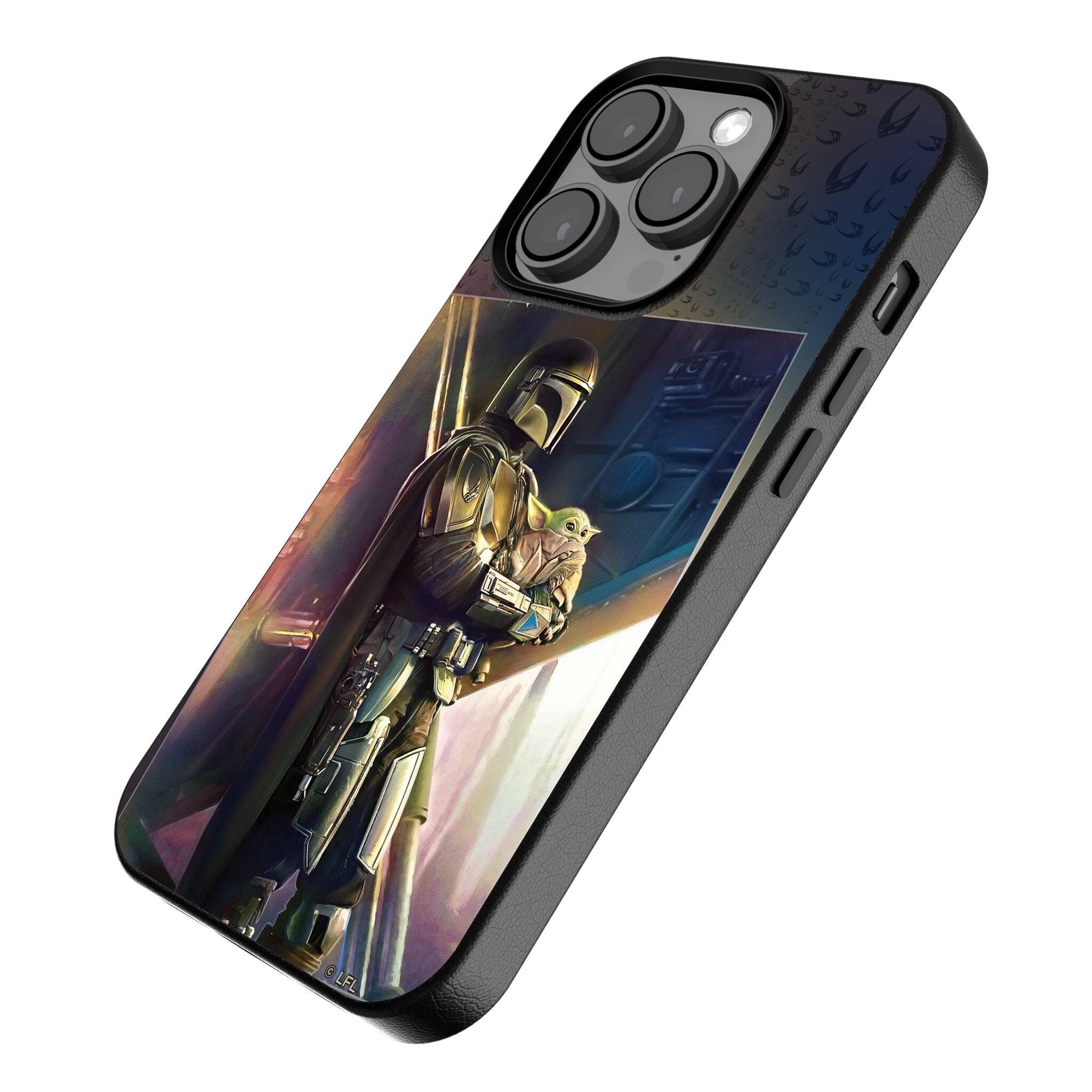 Angle. Keyscaper - Star Wars: The Mandalorian Portrait MagSafe Compatible Phone Case - Apple iPhone 14 Pro - Din Djarin.