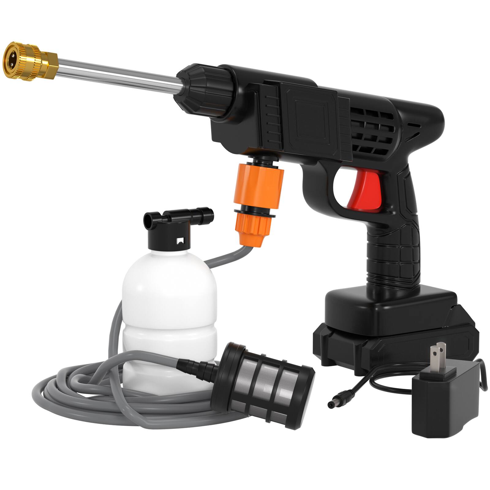 Angle. Topteng - Cordless Electric Pressure Washer-24V Portable High-Pressure Water Spray Gun with 2 Batteries,26 Bar,for Car/Garden/Home.