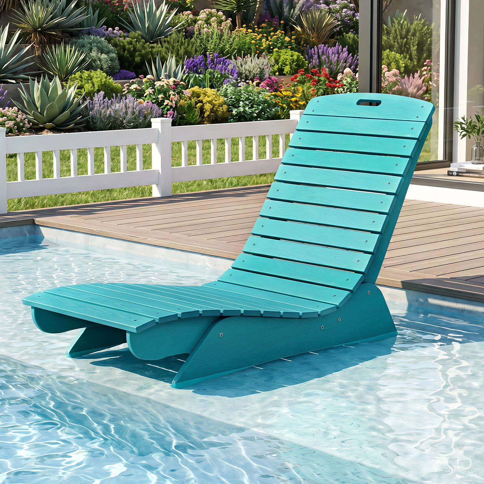 Alt View 1. Costway - Costway 1 PCS HDPE In-Pool Lounge Chair for 5.5"-8.5" Water Depth, Anti-Float for Poolside - Turquoise.
