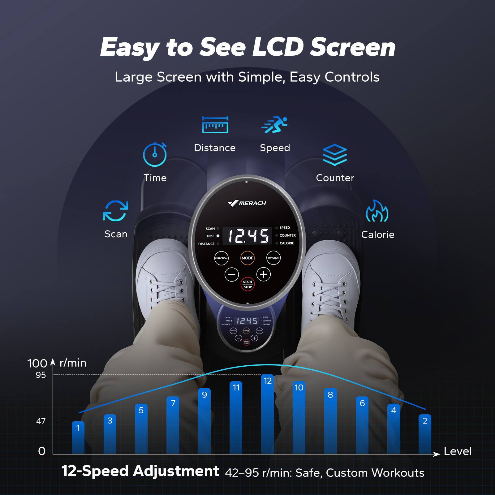 Alt View 1. MERACH - MERACH E32 Under Desk Elliptical Machine Leg Exerciser Home Non-Slip Pad 12 level - Black.