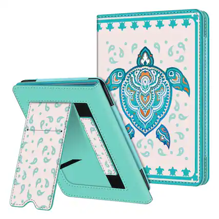 Front. Kitcheniva - 7" Kindle Paperwhite Case 12th/11th Gen 2024/2021 Foldable Stand Cover Green Sea Turtle - Green Sea Turtle.