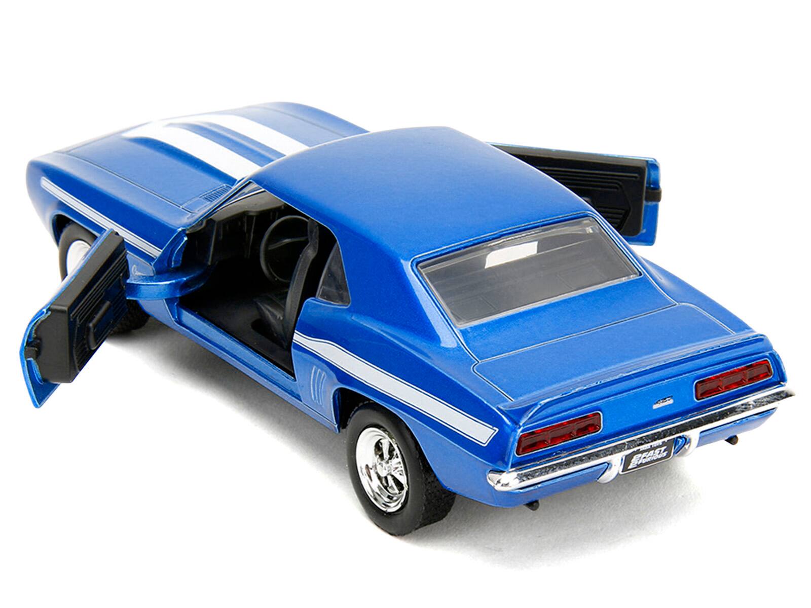 Alt View 3. Jada - 1969 Chevrolet Camaro Blue Metallic with White Stripes "2 Fast 2 Furious" (2003) Movie 1/32 Diecast Car Model by Jada.