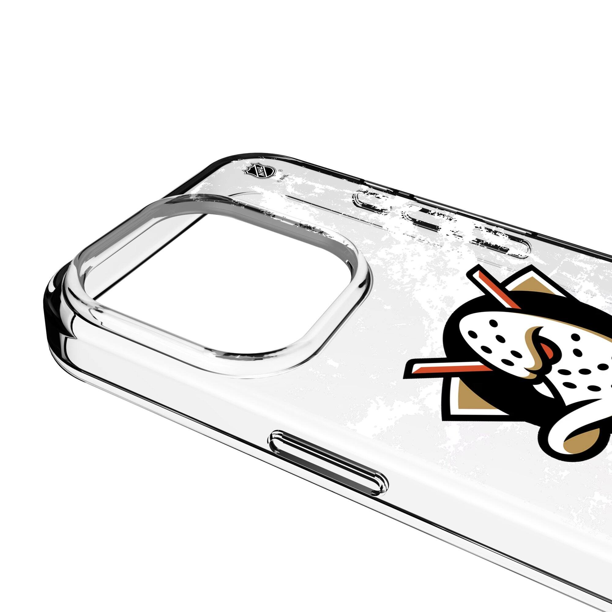 Alt View 2. Keyscaper - Anaheim Ducks iPhone Stripe Clear Ice Case - 14 Pro - Multicolor.
