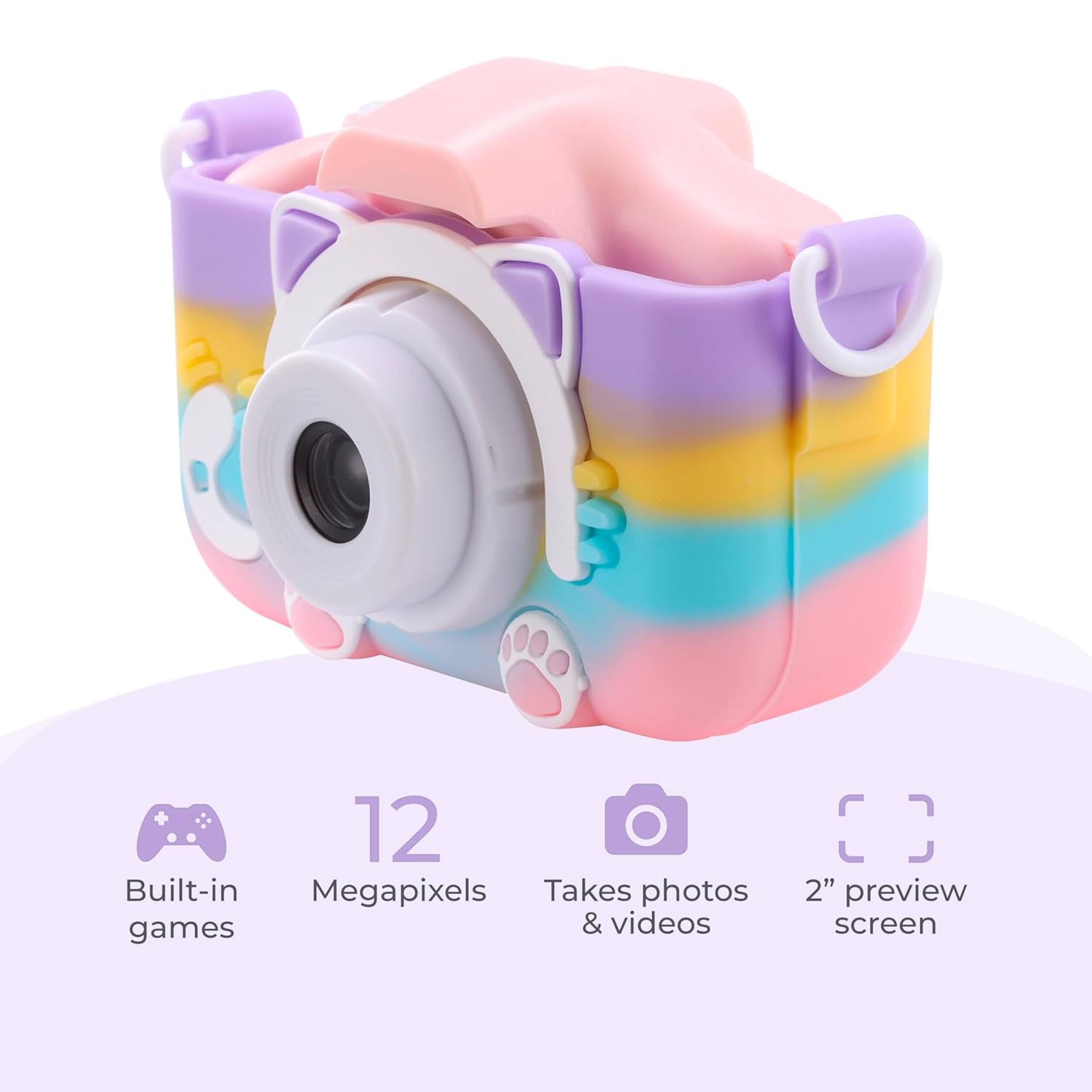 12 Built-in Megapixels Takes photos & videos 2" preview screen