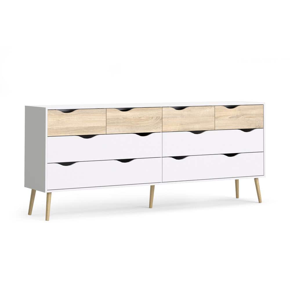 Tvilum - Diana 8 Drawer Dresser - White/Oak Structure