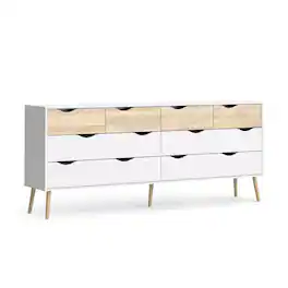 Tvilum - Diana 8 Drawer Dresser - White/Oak Structure