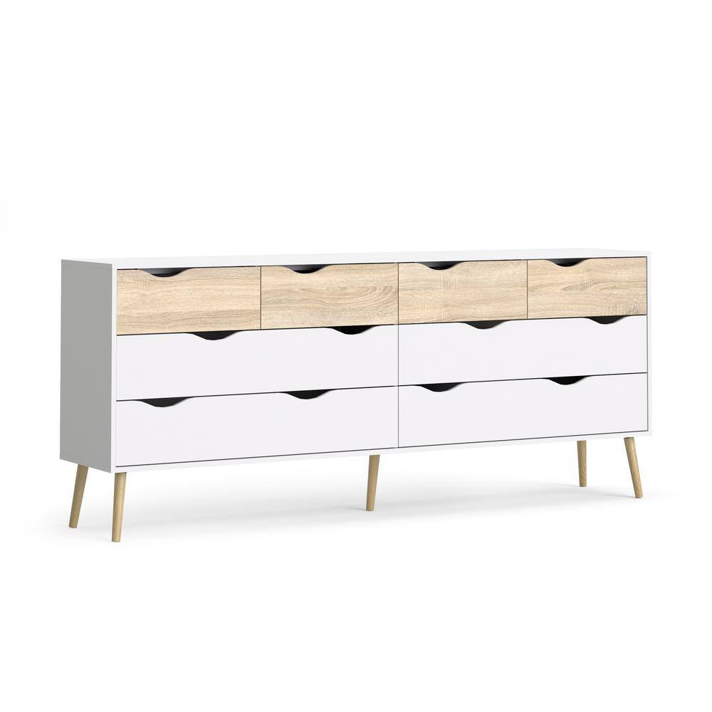 Front. Tvilum - Diana 8 Drawer Dresser - White/Oak Structure.