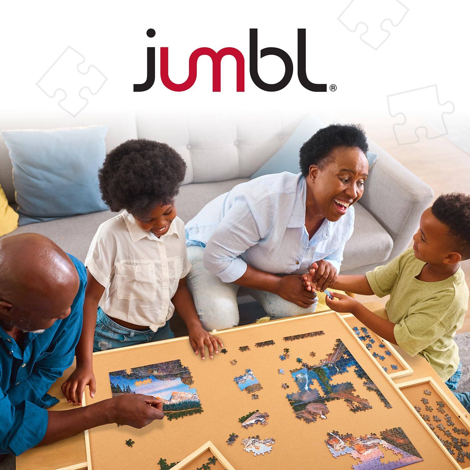 Alt View 6. Jumbl - 2000-Piece Puzzle Board with Drawers, Lazy Susan & Cover - Rotating Wooden Jigsaw Puzzle Table.
