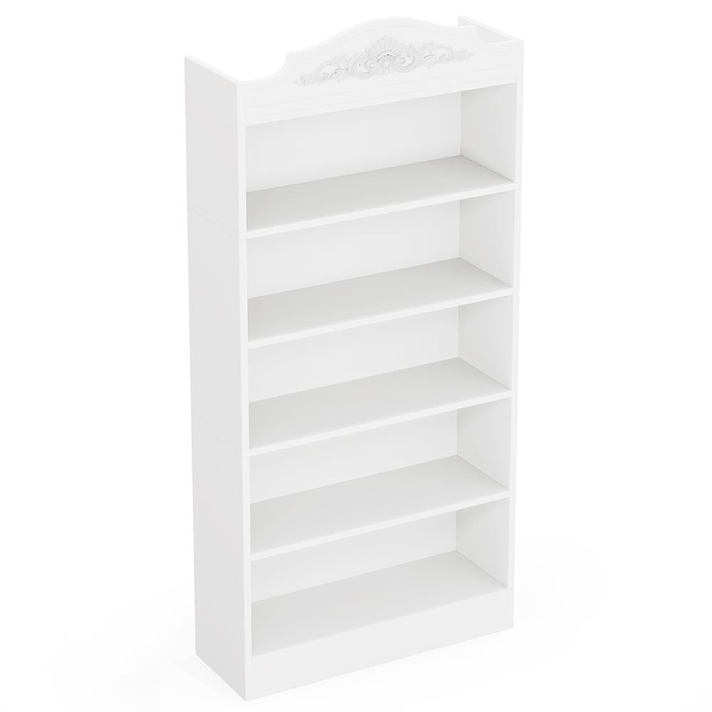 Alt View 1. Kadyn - Kadyn Bookshelf, Storage Shelf, Bookcase,72" Modern Bookshelf, Freestanding Etagere Bookcase with Storage Shelves,White - White.