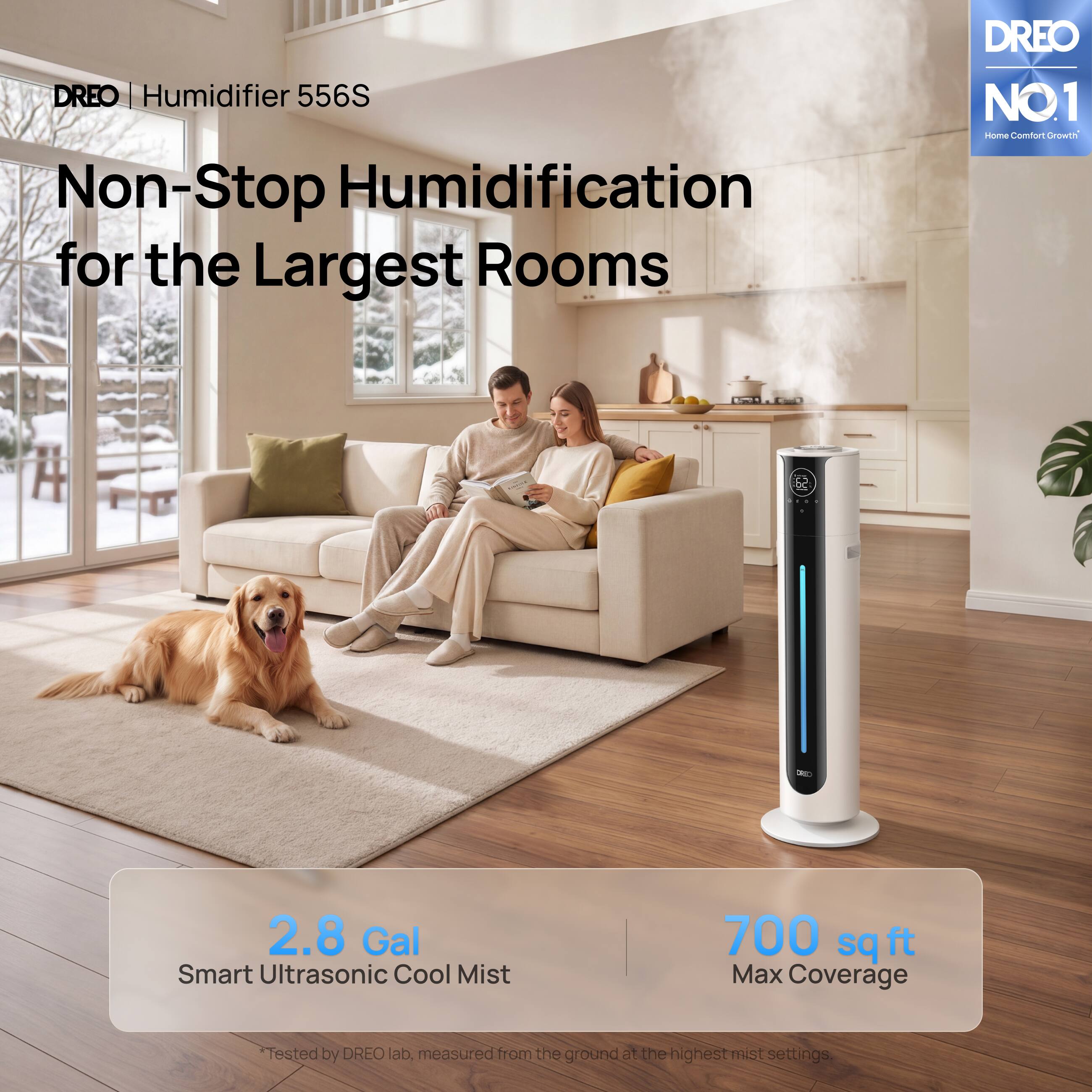 DREO 10.5L Smart Humidifier Large Room 700 sq ft, 75H Runtime, 21dB ...