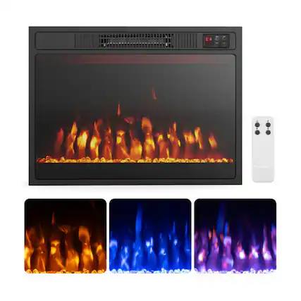 Front. LUCKY ONE - 23 Inch Freestanding/Recessed Electric Fireplace with 3 Flame Colors & 3 Brightness - Black.