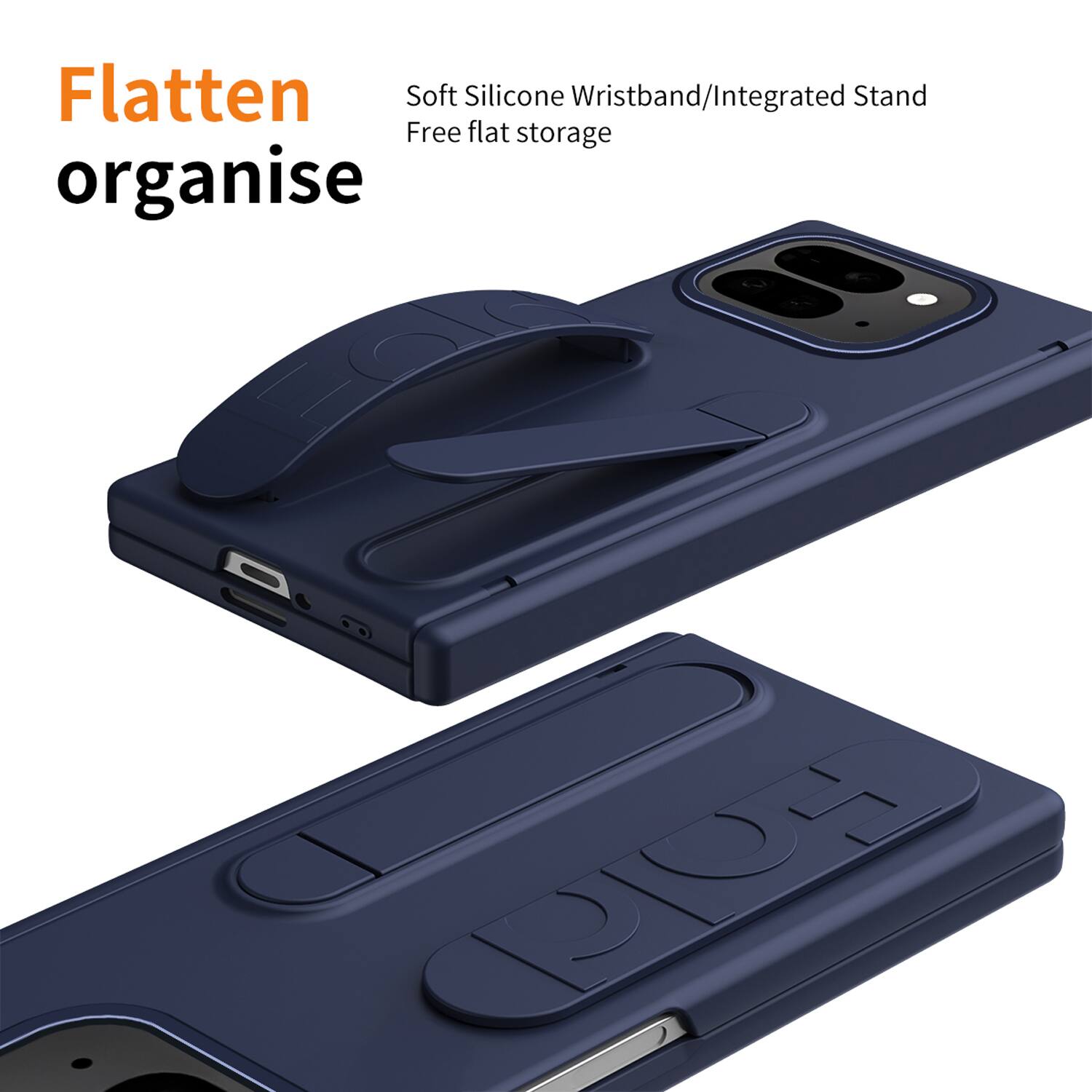 Flatten organise

Soft Silicone Wristband/Integrated Stand
Free flat storage