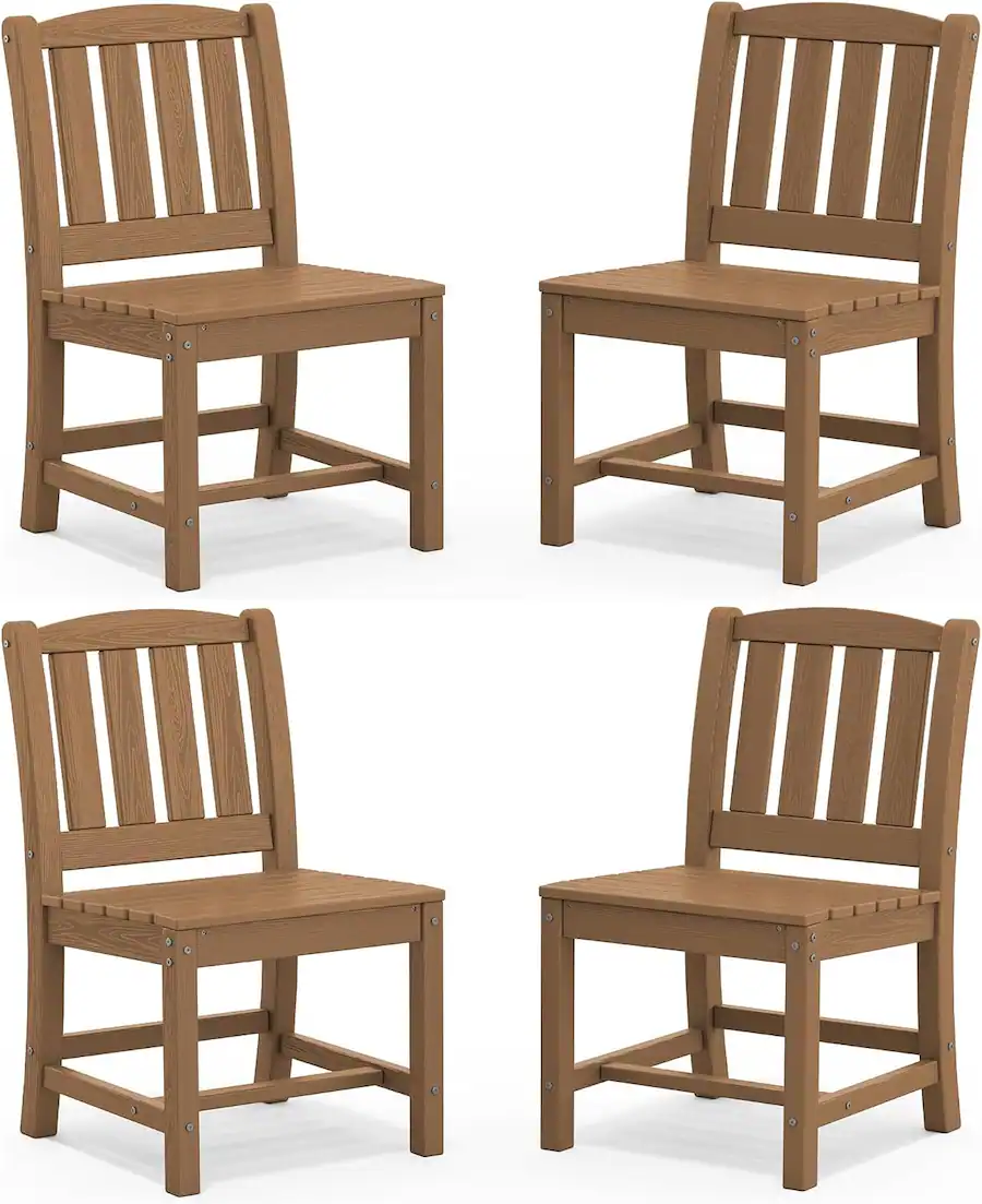 Setting A Table SERWALL Outdoor Dining Chairs Set of 4, All Weather HDPE Patio Armless ...