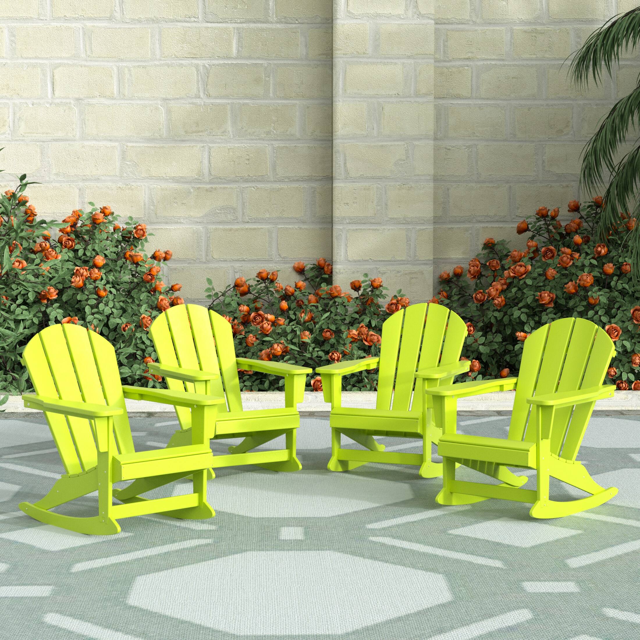 Angle. WestinTrends - WestinTrends Malibu Outdoor Patio Porch Rocking Adirondack Chair (Set of 4) - Lime.