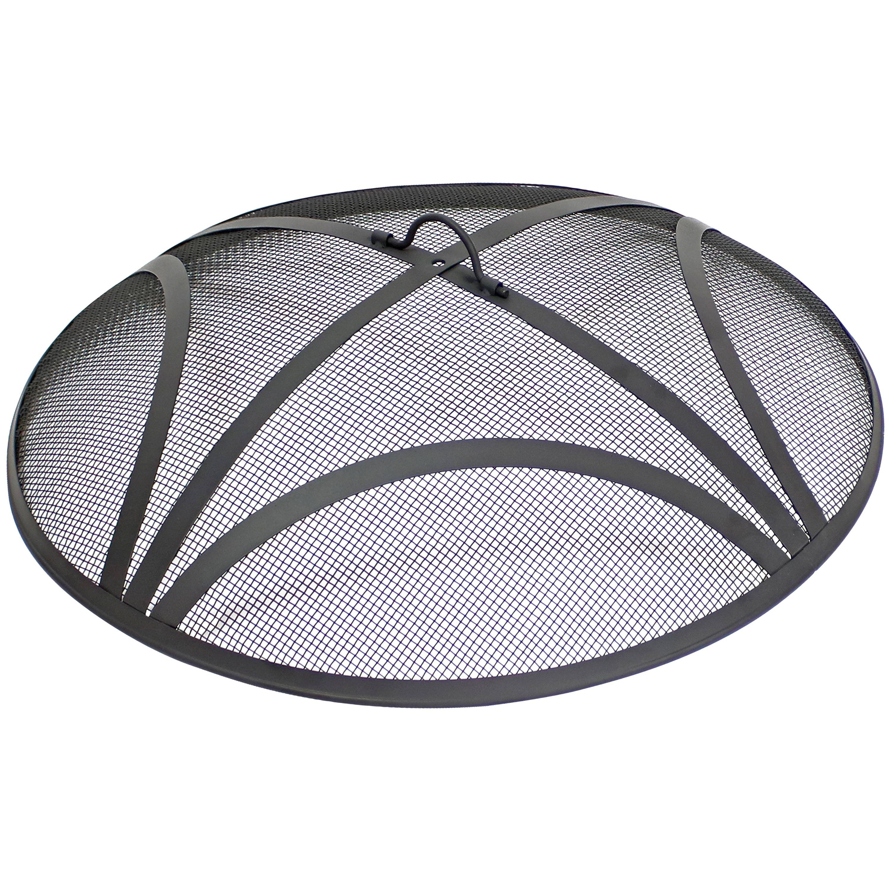 Sunnydaze - 24 in Reinforced Steel Mesh Round Fire Pit Spark Screen - Black