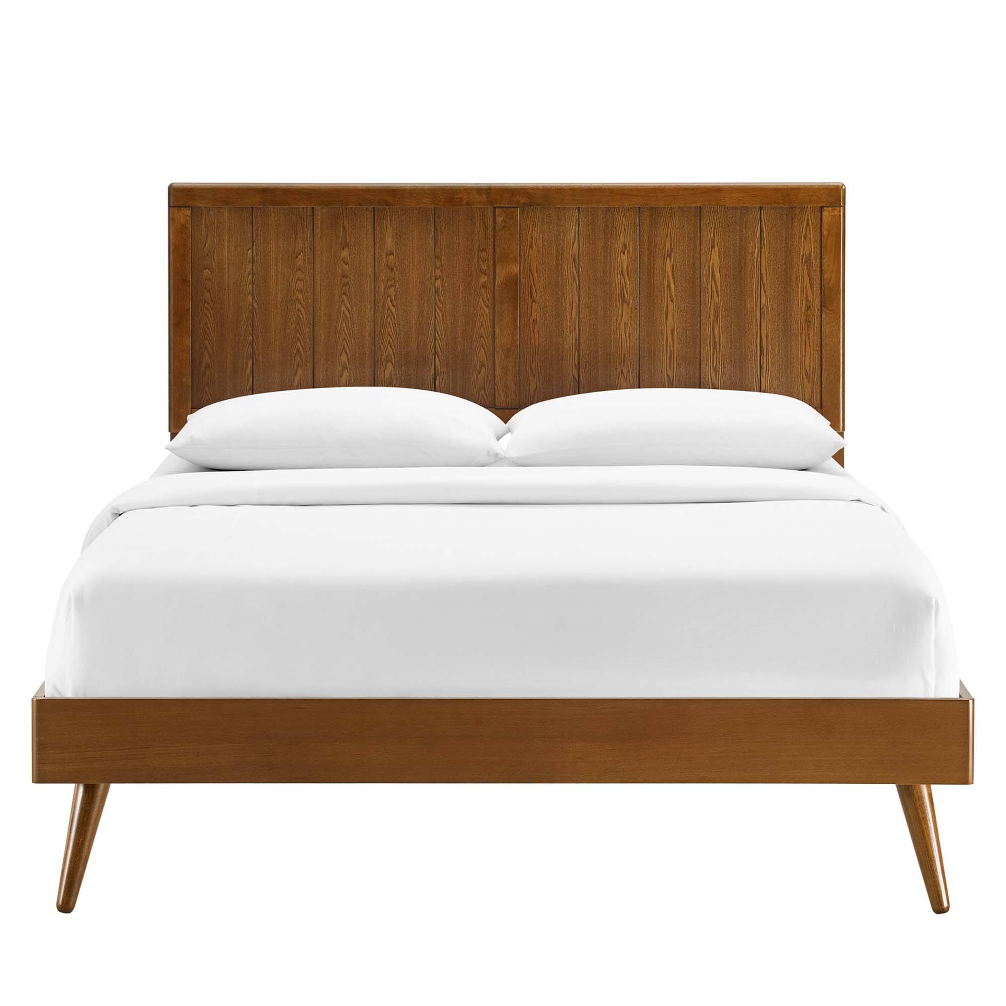 Alt View 6. Modway - Alana Wood Queen Platform Bed With Splayed Legs - Brown.