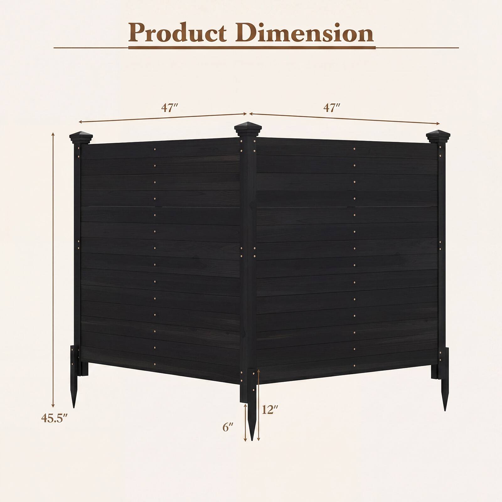 Product Dimension: 47" x 47" x 45.5" x 6" x 12"