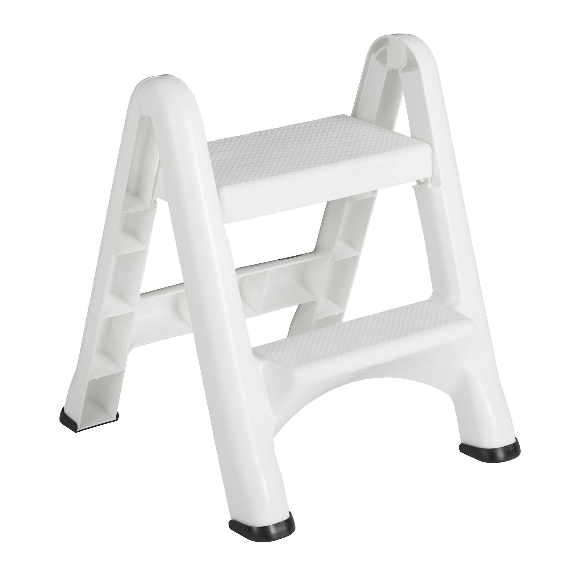 Front. RubberMaid - Rubbermaid EZ Two Step Durable Folding Plastic Ladder Step Stool, White - white.