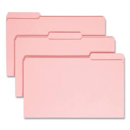Smead Manufacturing - Reinforced Top Tab Colored File Folders, 1/3-Cut Tabs: Assorted, Legal Size, 0.75" Expansion, Pink, 100/Box