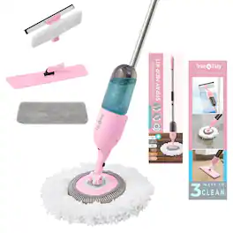 True & Tidy - Spray Mop Kit With 3 Cleaning Attachments - Pink