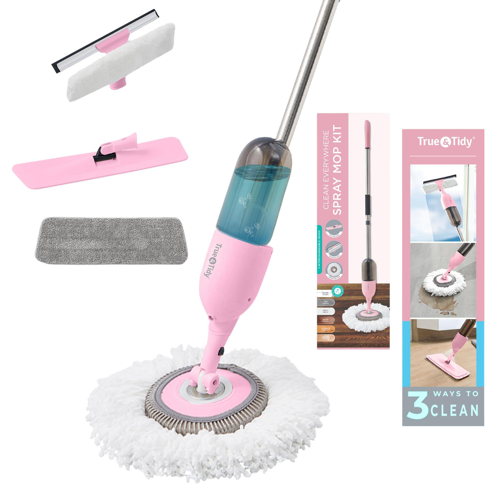 True & Tidy - Spray Mop Kit With 3 Cleaning Attachments - Pink