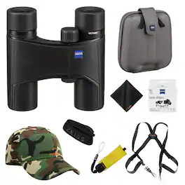 ZEISS - 10x25 Victory Pocket Binoculars +Harness +Hat +Lens Wipes (Bundle Set) - Black