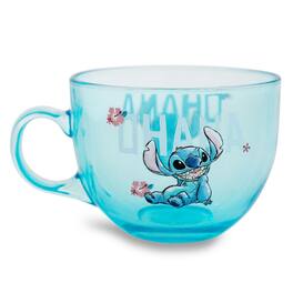 Silver Buffalo - Disney Lilo & Stitch Ohana Glass Coffee Mug | Holds 16 Ounces - Blue