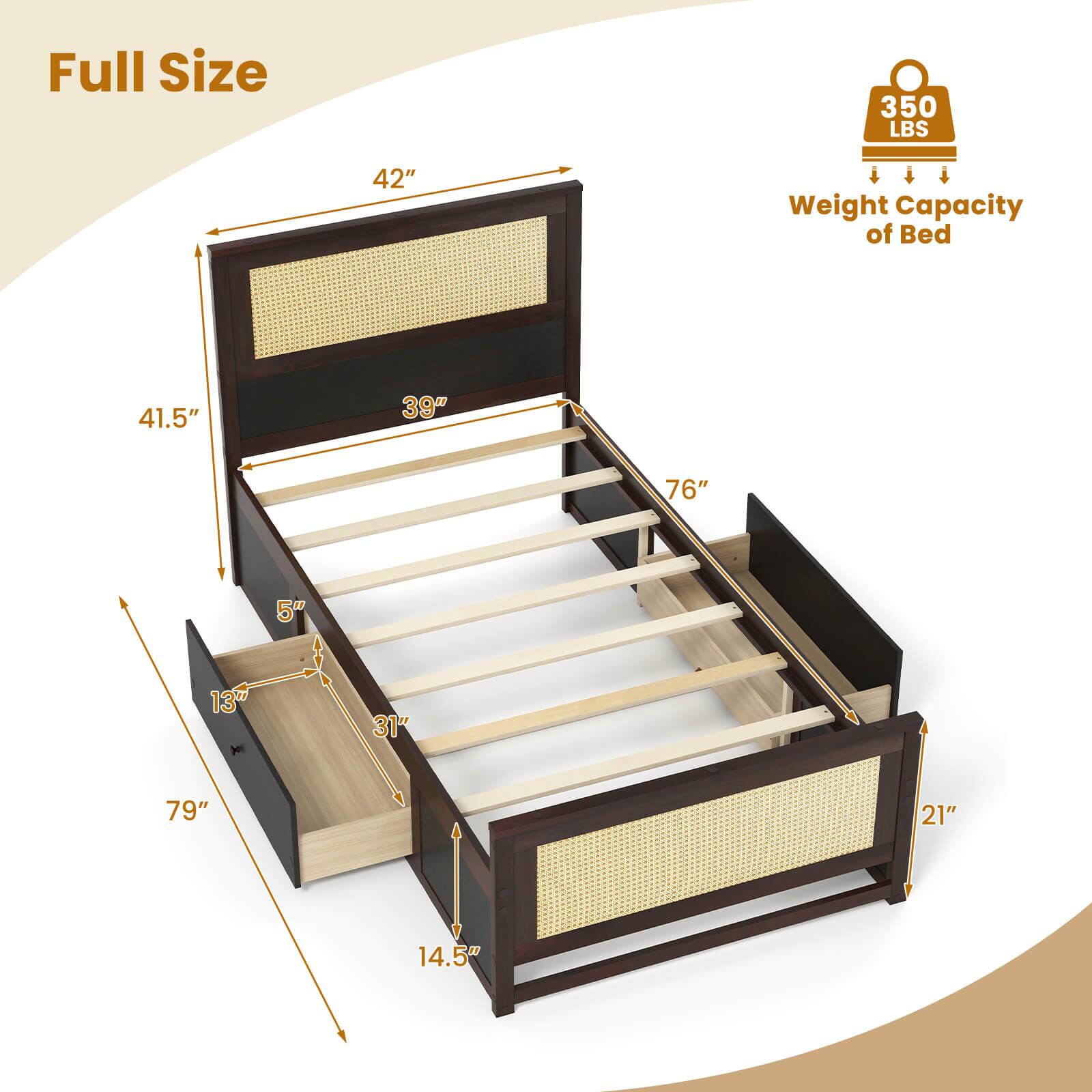 Full Size  
350 LBS  
Weight Capacity of Bed  
42"  
41.5"  
39"  
76"  
5"  
13"  
79"  
21"  
14.5"