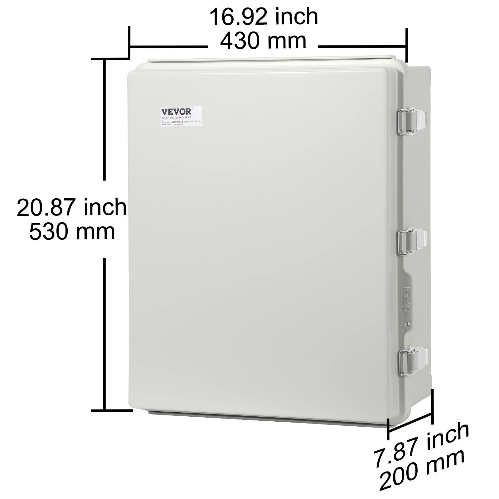 16.92 inch 430 mm  
20.87 inch 530 mm  
7.87 inch 200 mm
