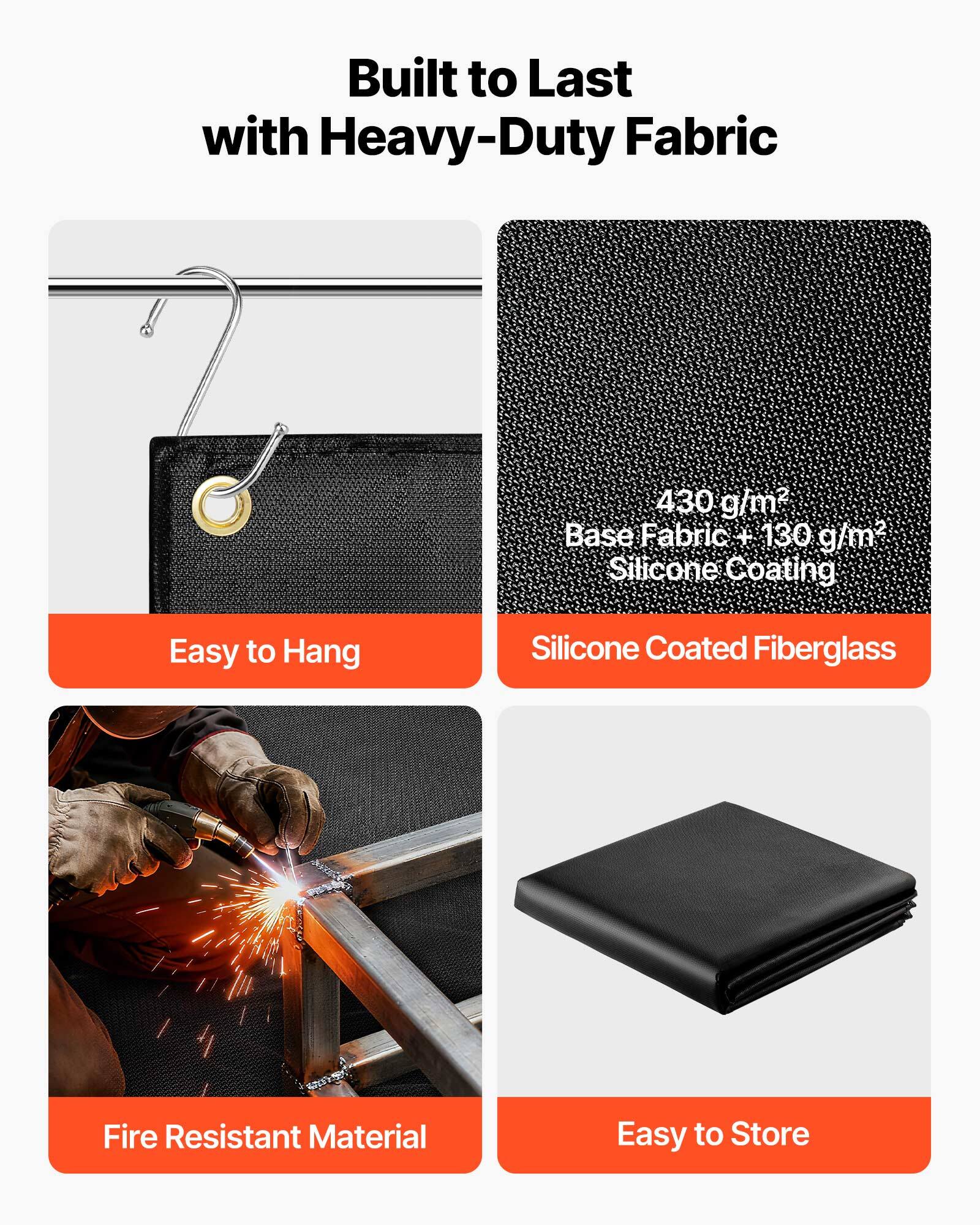 Built to Last with Heavy-Duty Fabric

- 430 g/m² Base Fabric + 130 g/m² Silicone Coating
- Easy to Hang
- Silicone Coated Fiberglass
- Fire Resistant Material
- Easy to Store