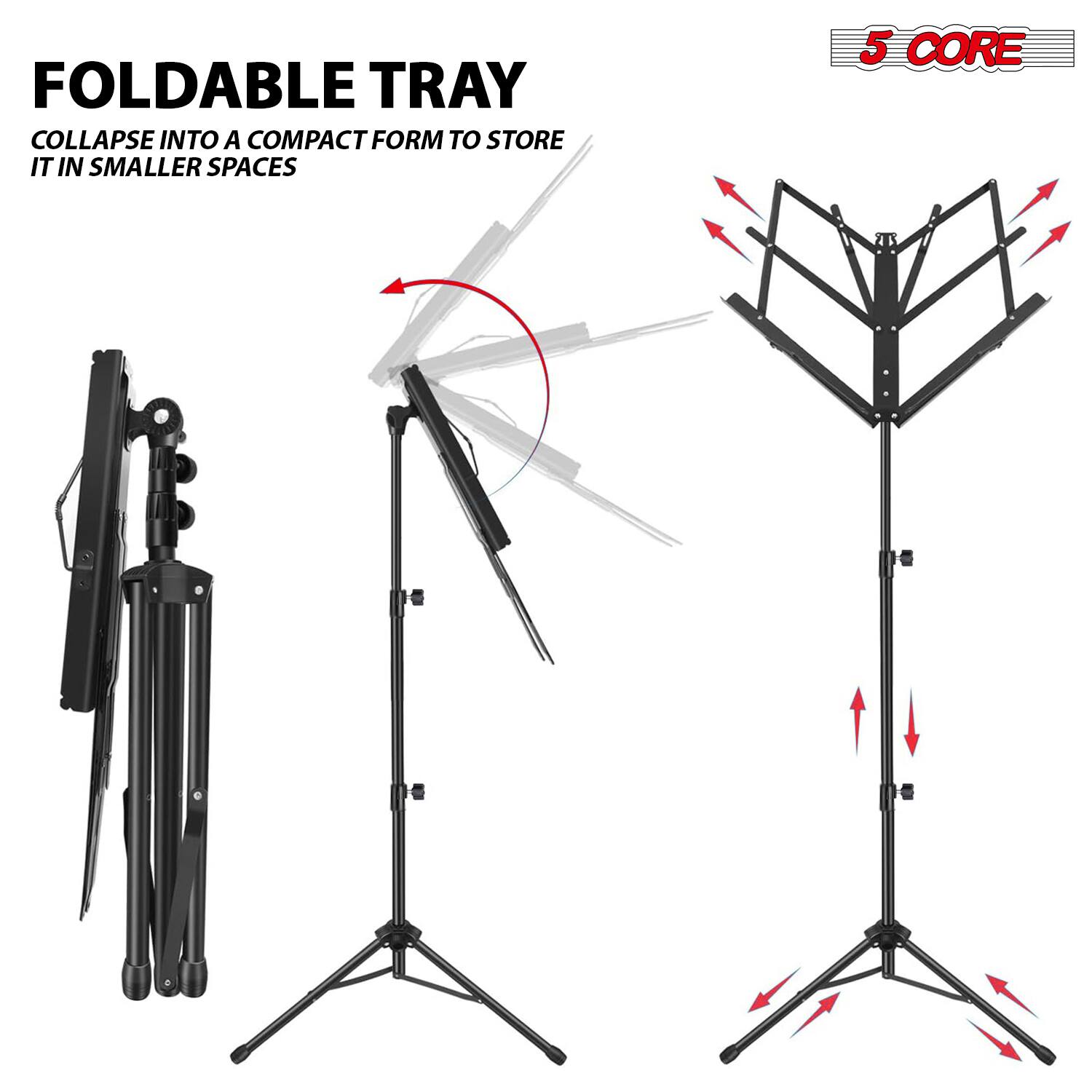 FOLDABLE TRAY  
COLLAPSE INTO A COMPACT FORM TO STORE IT IN SMALLER SPACES  

5 CORE