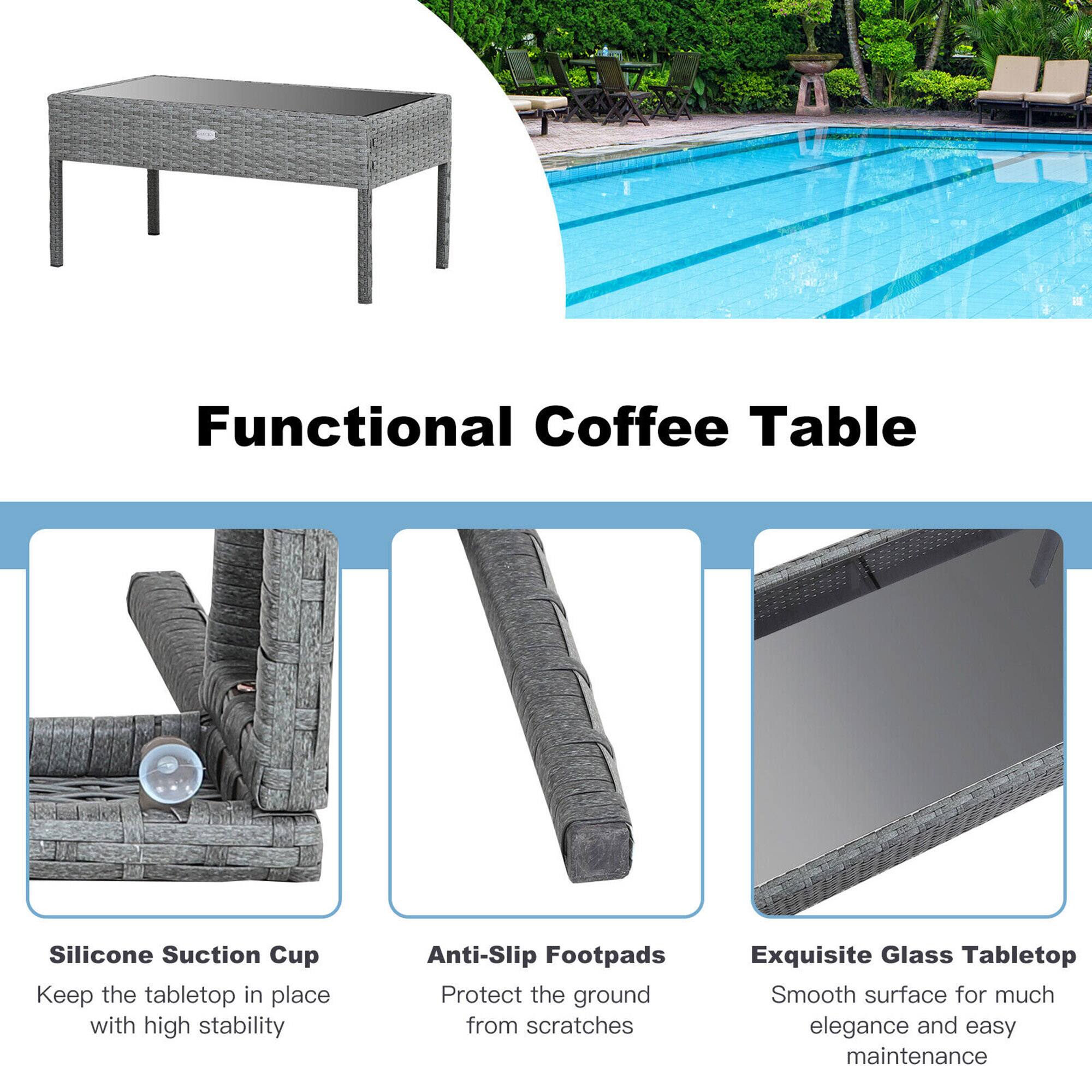 Functional Coffee Table

Silicone Suction Cup - Keep the tabletop in place with high stability

Anti-Slip Footpads - Protect the ground from scratches

Exquisite Glass Tabletop - Smooth surface for much elegance and easy maintenance