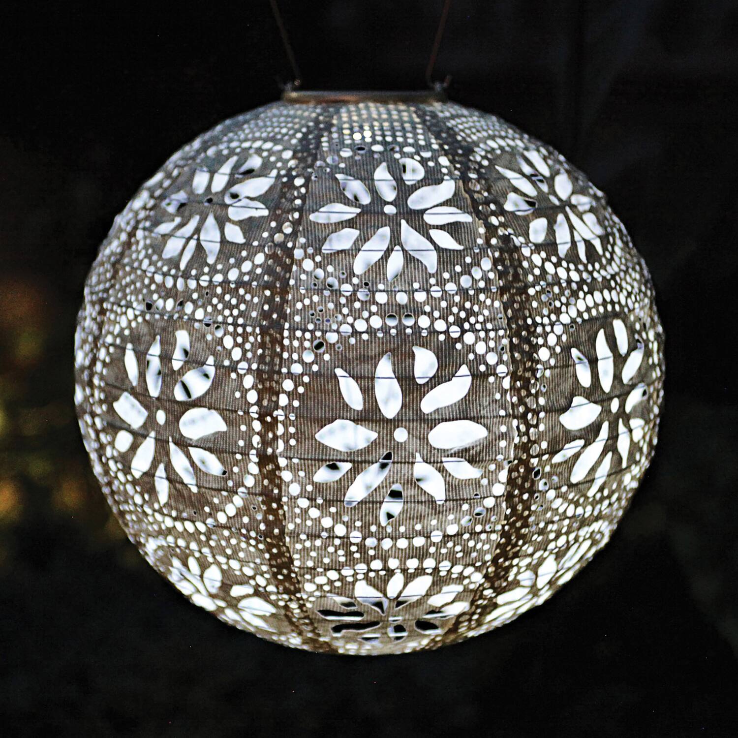 Alt View 8. Allsop - Soji Stella Boho Globe 12" Tyvek Solar Lantern - Pearl.