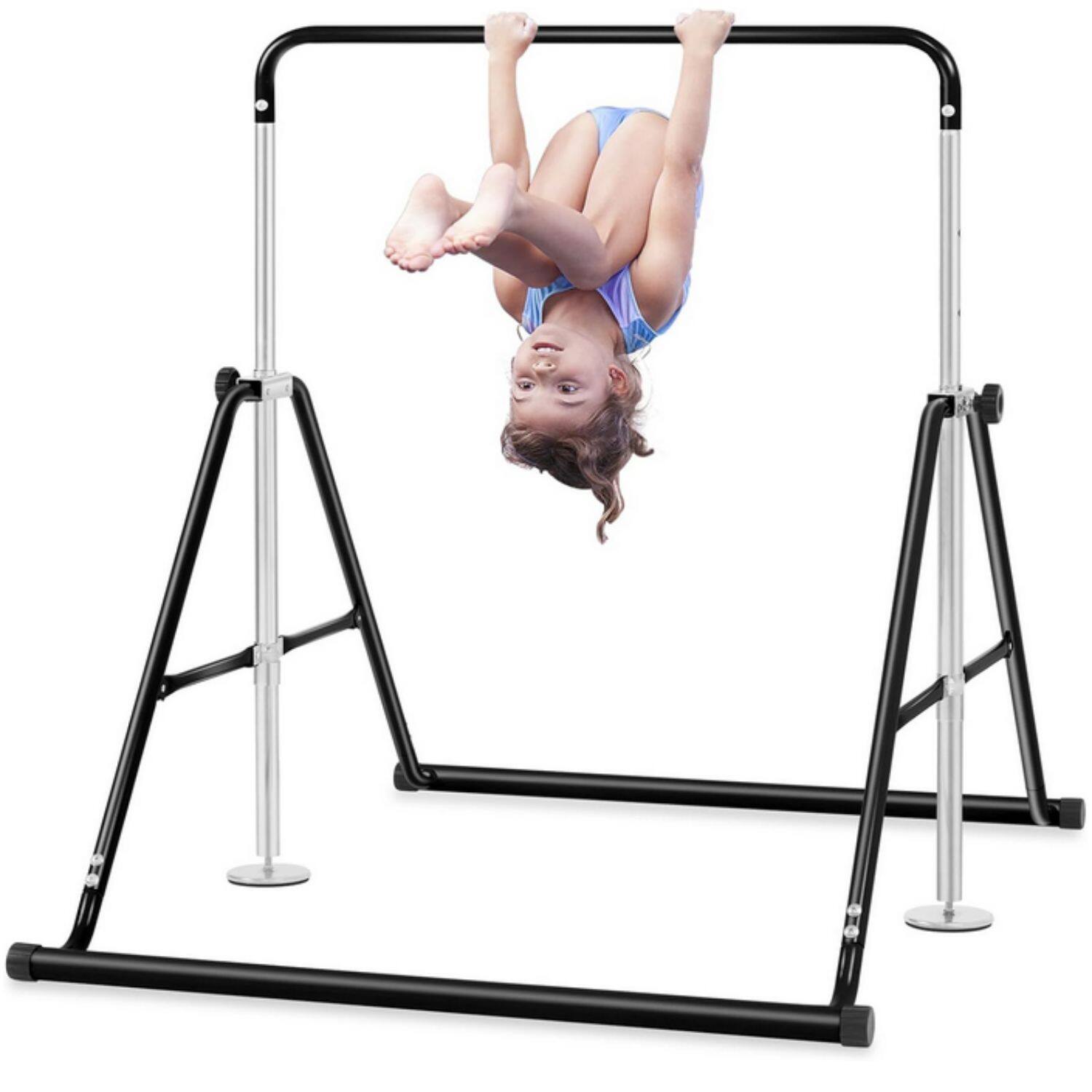 Alt View 3. KERDOM - Folding Gymnastics Bar for Junior, 65kg Weight Capacity, Height Adjustable Kids Horizontal Kip Training Rack Home Use - Black.