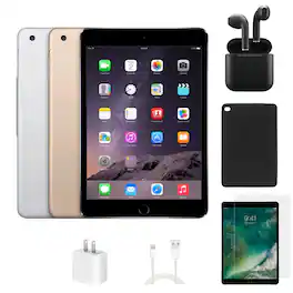 Apple - Refurbished Excellent - iPad Mini 3 A1599 (WiFi) 16GB w/ Case, Wireless Earbuds,Tempered Glass Screen Protector - Space Gray