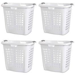 Hivvago - Set of 4 Heavy Duty Plastic Laundry Hamper Dirty Clothes Basket - White