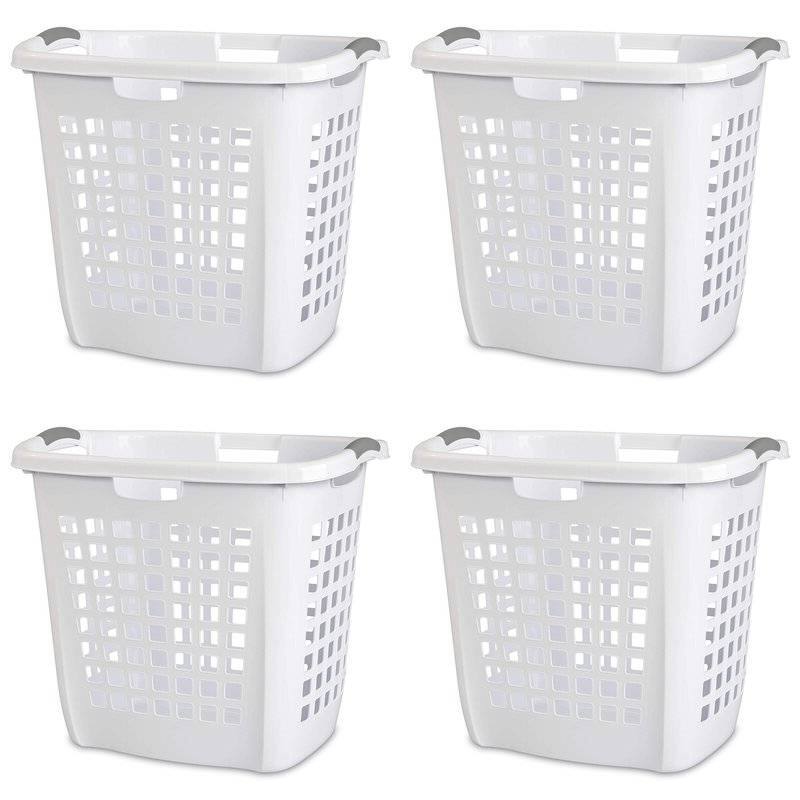 Hivvago - Set of 4 Heavy Duty Plastic Laundry Hamper Dirty Clothes Basket - White