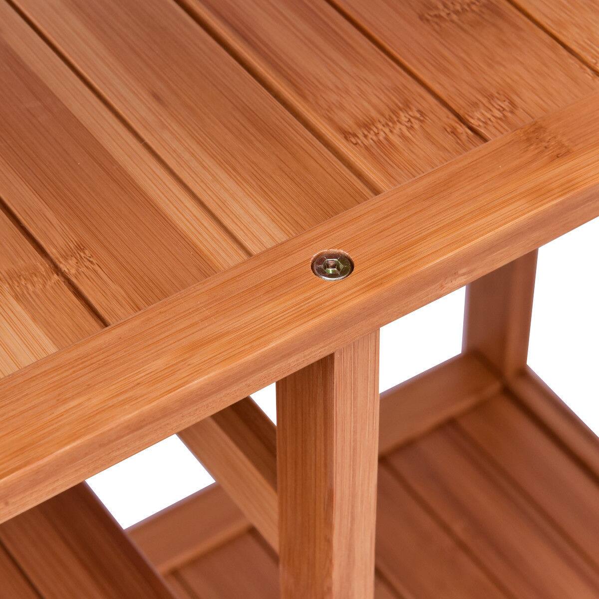 Alt View 9. Gymax - Gymax 4 Tier Multifunction Bamboo Shoe Rack Boot Tower Shelf Storage Organizer Stand - Wood color.