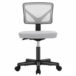 AOITUN - Compact Office Chair for Daily Comfort, Grey Low-Back Mesh Seat with Wheels, Armless Design Ideal - Gray