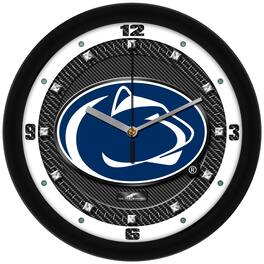 MpDirect - Penn State Nittany Lions 11.5'' Suntime Premium Glass Face Carbon Fiber Wall Clock - Multicolor