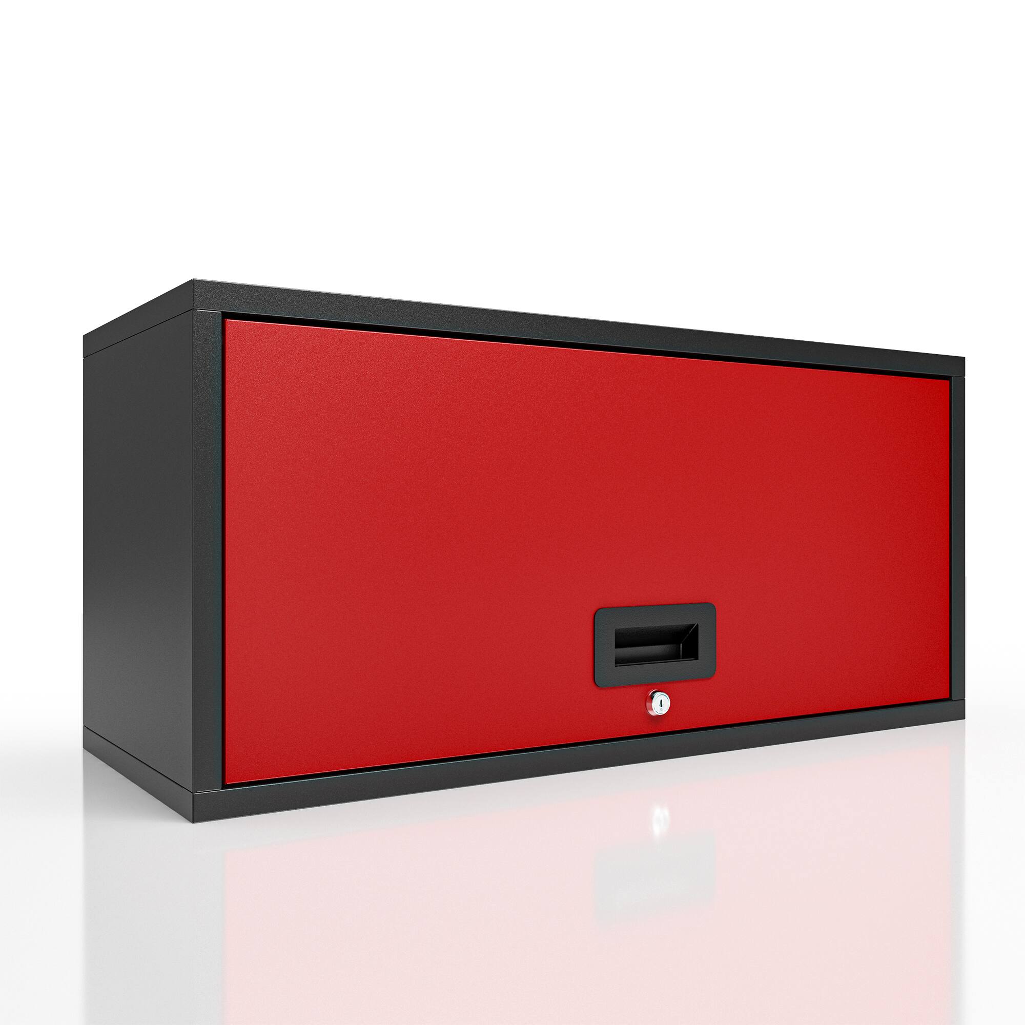 Front. TinyHomie - TinyHomie Wall-mounted Metal Garage Cabinet with Doors, Floating Tool Cabinet for Kitchen, Basement, Warehouse in Red - Red+Black.