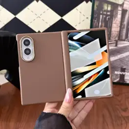 Dteck - for Samsung Galaxy Z Fold8 Rugged Hinge Protection Case with Tempered Glass Film,Shockproof Matte Slim Mag Safe Cover - Brown