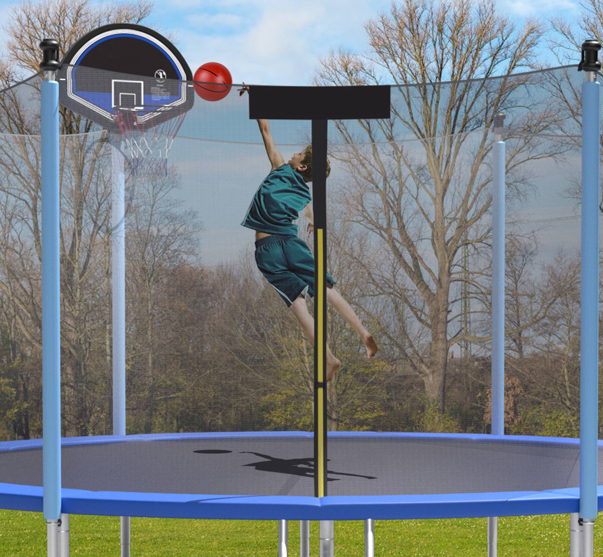 Alt View 1. Costway - Costway 14ft Trampoline Combo Bounding Bed Trampoline w/ Enclosure Net Ladder - Blue.