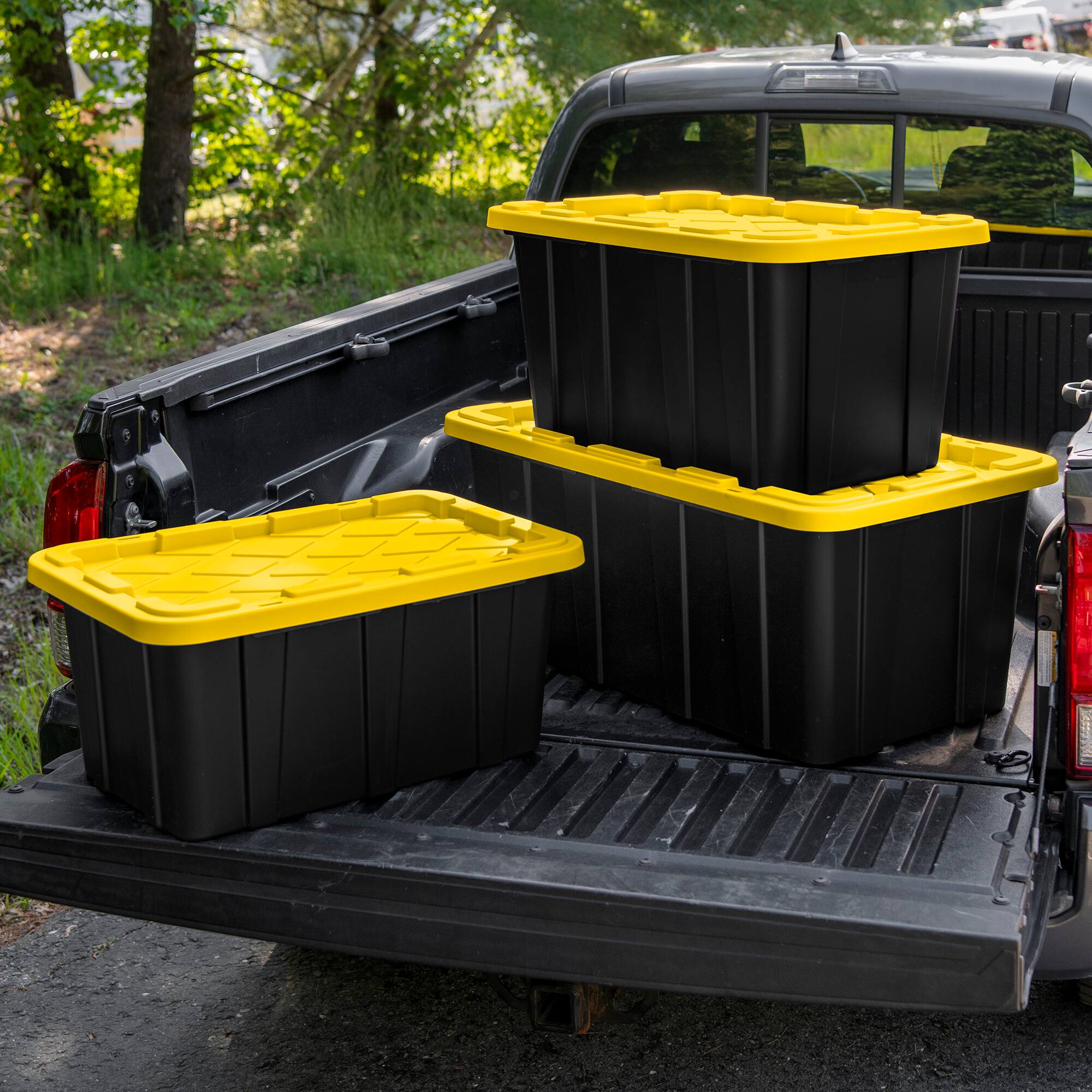 Alt View 5. Sterilite - Sterilite 27 Gallon Industrial Stackable Storage Tote Lidded Containers, 12 Pack - Black.