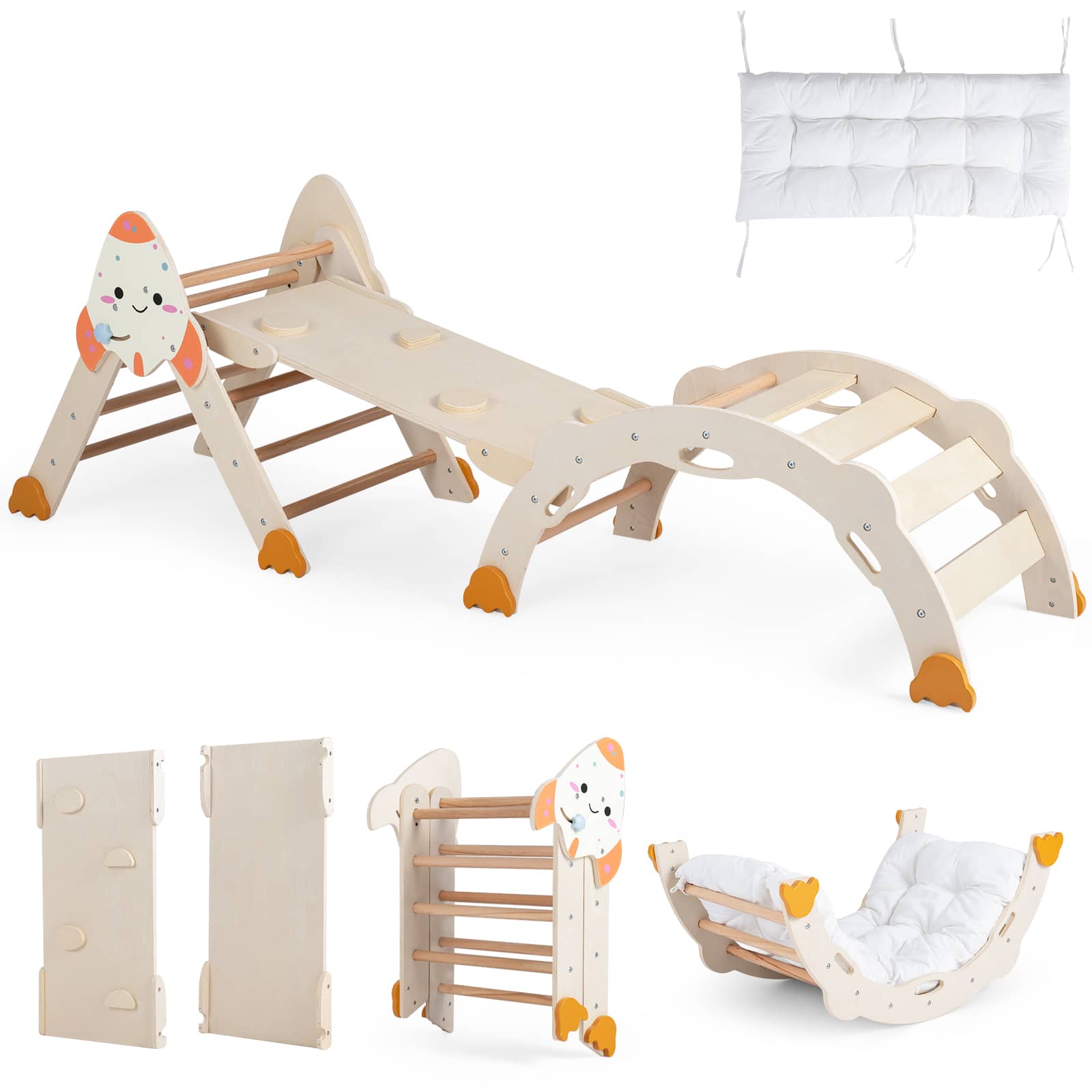 Costway - 8-in-1 Climbing Toys for Toddlers with Triangle Ladder, Convertible Ramp, Indoor - Natural price history on PriceWatchPro