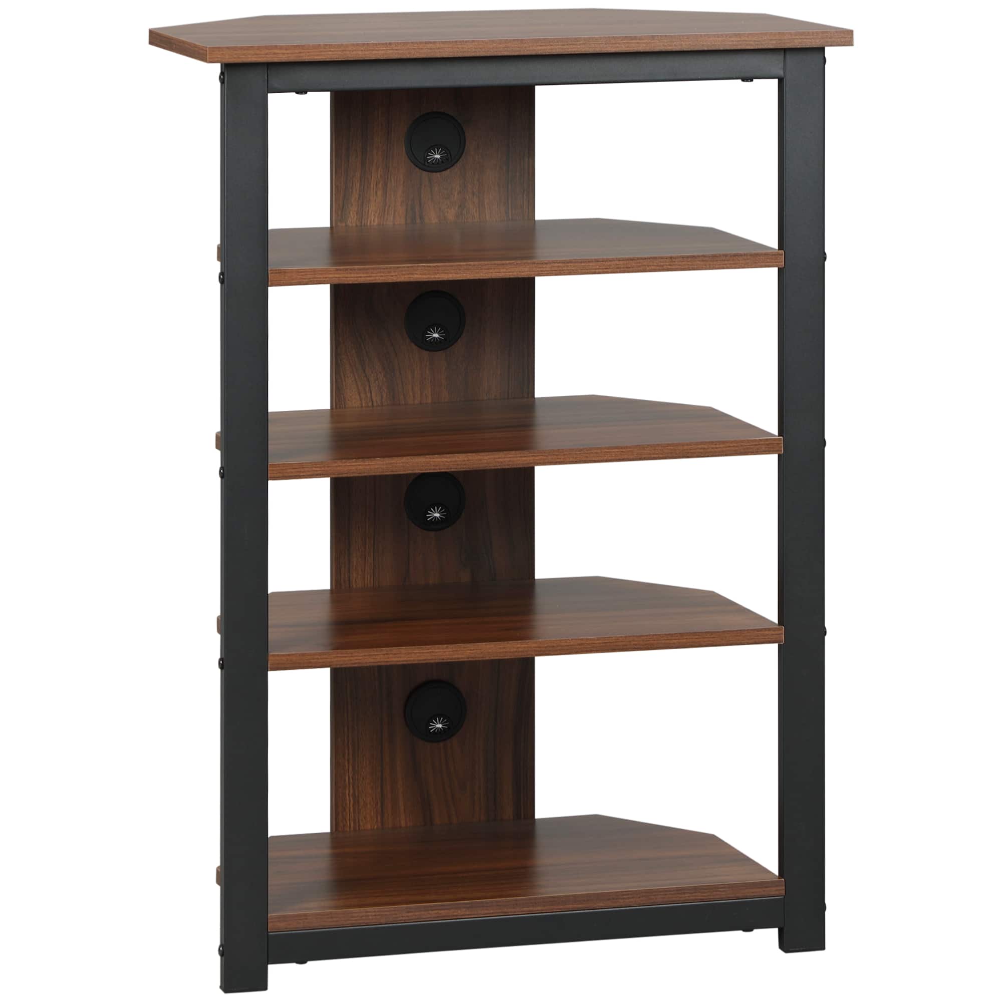 Homcom - Small Corner TV Stand Shelf for Up to 29" - Brown